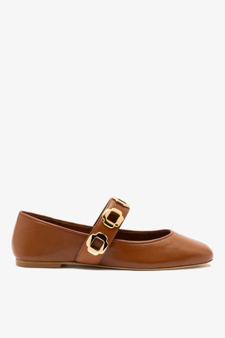 Sapatilha Milan Couro Caramelo Ballerina Larroudé