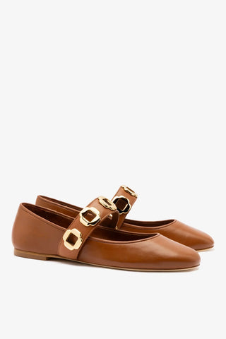 Sapatilha Milan Couro Caramelo Ballerina Larroudé