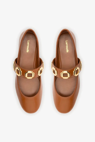 Sapatilha Milan Couro Caramelo Ballerina Larroudé