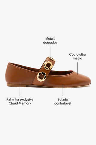Sapatilha Milan Couro Caramelo Ballerina Larroudé