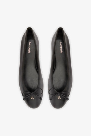Sapatilha Pavlova Couro Preto Ballerina Larroudé