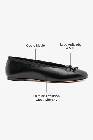 Sapatilha Pavlova Couro Preto Ballerina Larroudé