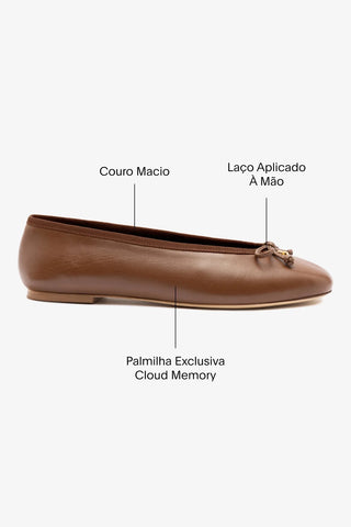 Sapatilha Pavlova Couro Marrom Ballerina Larroudé