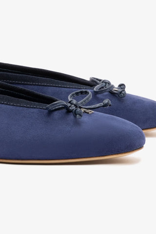 Sapatilha Pavlova Camurça Azul Ballerina Larroudé
