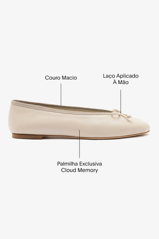 Sapatilha Pavlova Couro Cinza Ballerina Larroudé