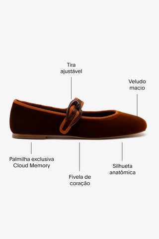 Sapatilha Verona Veludo Marrom Ballerina Larroudé