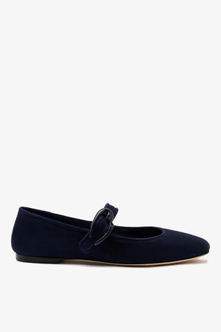 Sapatilha Verona Camurça Azul Ballerina Larroudé