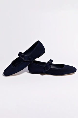 Sapatilha Verona Camurça Azul Ballerina Larroudé
