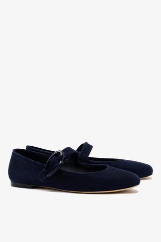 Sapatilha Verona Camurça Azul Ballerina Larroudé