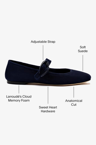 Sapatilha Verona Camurça Azul Ballerina Larroudé