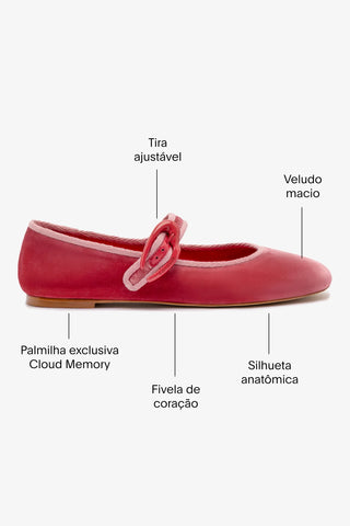 Sapatilha Verona Veludo Rosa Ballerina Larroudé