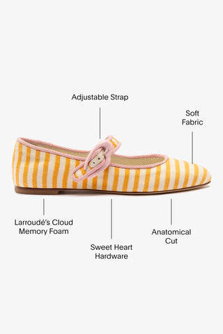 Sapatilha Verona Lona Listrada Laranja Off White e Rosa Ballerina Larroudé