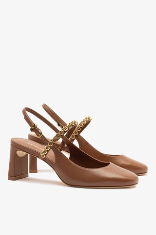 Slingback Georgina Milanina Couro Caramelo Pump Larroudé