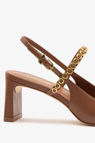 Slingback Georgina Milanina Couro Caramelo Pump Larroudé