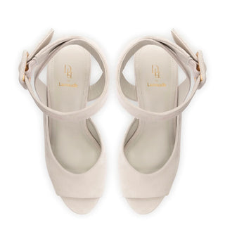Deena By Larroudé Wedge Sandal In Mushroom Grey Suede