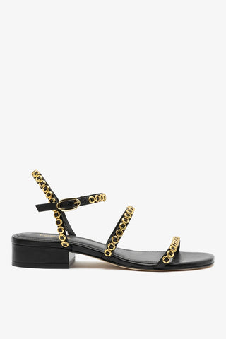 Sandália Flat Milanina Couro Preto Sandal Larroudé