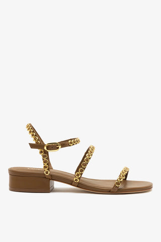 Sandália Flat Milanina Couro Marrom Sandal Larroudé