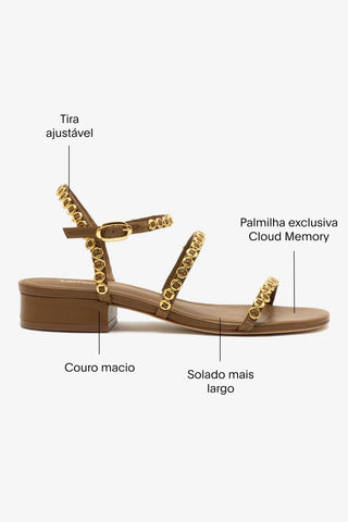 Sandália Flat Milanina Couro Marrom Sandal Larroudé
