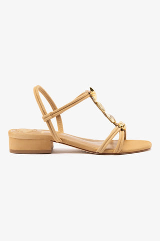 Sandália Flat Shelly Camurça Caramelo Sandal Larroudé