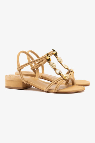 Sandália Flat Shelly Camurça Caramelo Sandal Larroudé