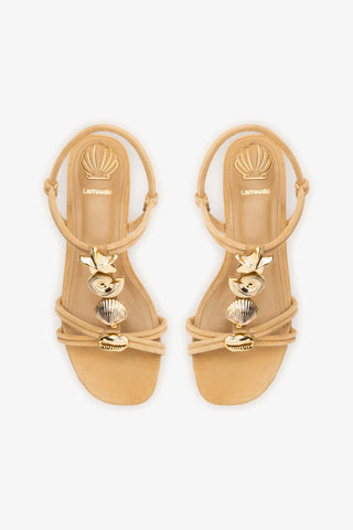 Sandália Flat Shelly Camurça Caramelo Sandal Larroudé