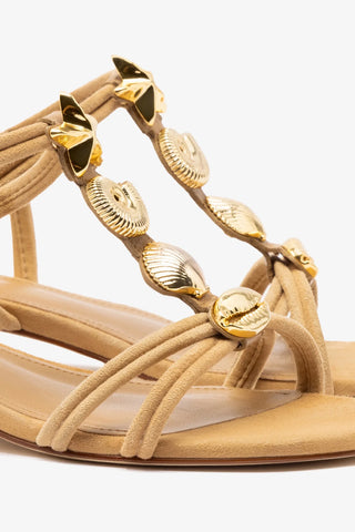Sandália Flat Shelly Camurça Caramelo Sandal Larroudé