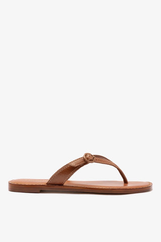Flat Mary Kate Couro Caramelo Flat Sandal Larroudé