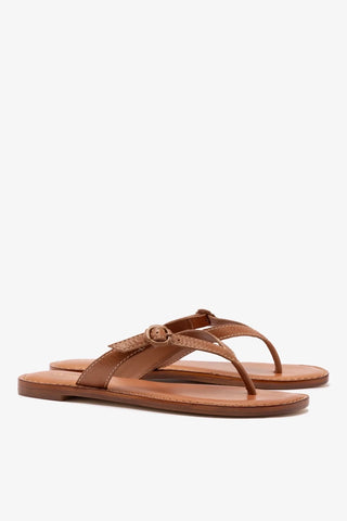 Flat Mary Kate Couro Caramelo Flat Sandal Larroudé