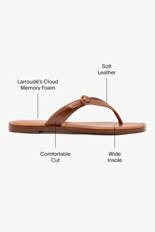 Flat Mary Kate Couro Caramelo Flat Sandal Larroudé