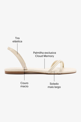 Sandália Flat Annie Couro Off White Flat Sandal Larroudé