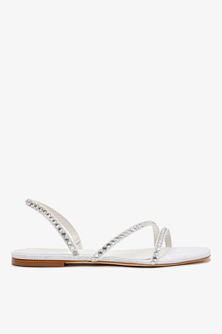 Sandália Flat Vicky Seda Branco Flat Sandal Larroudé