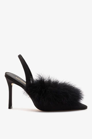 Scarpin Plume Cetim Preto Pump Larroudé