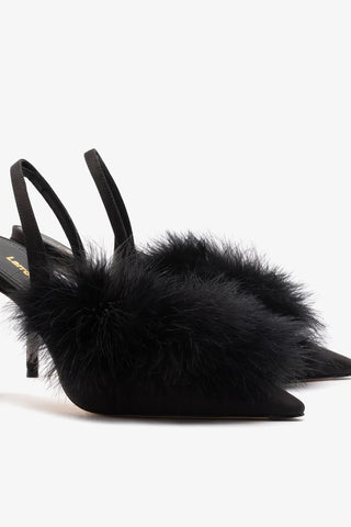 Scarpin Plume Cetim Preto Pump Larroudé