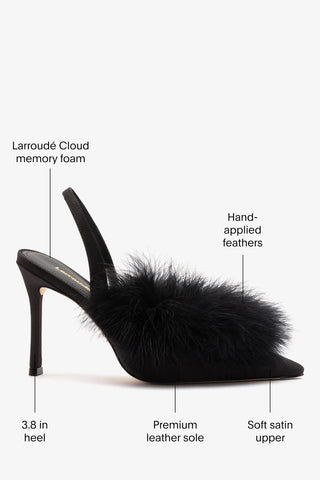 Scarpin Plume Cetim Preto Pump Larroudé