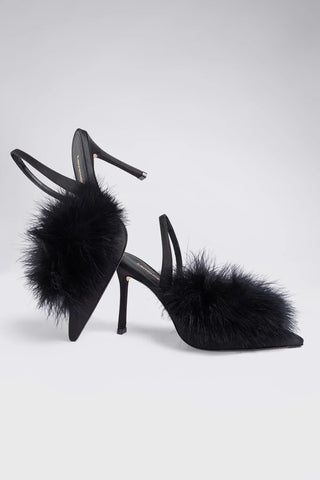 Scarpin Plume Cetim Preto Pump Larroudé