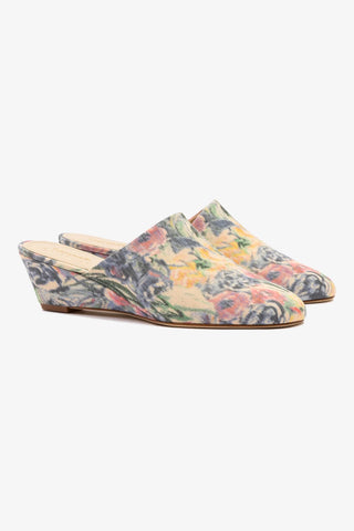 Larroudé x Markarian: Mule Anabela Venice Jacquard Azul Mule Larroudé x Markarian