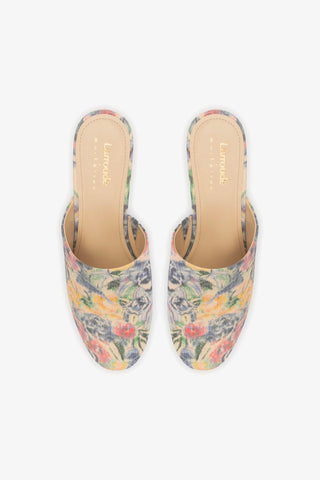 Larroudé x Markarian: Mule Anabela Venice Jacquard Azul Mule Larroudé x Markarian