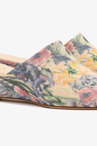 Larroudé x Markarian: Mule Anabela Venice Jacquard Azul Mule Larroudé x Markarian