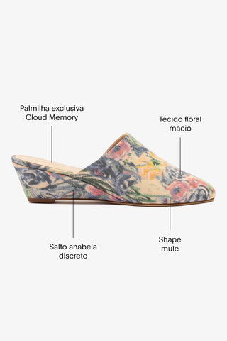 Larroudé x Markarian: Mule Anabela Venice Jacquard Azul Mule Larroudé x Markarian