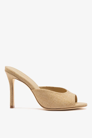 Mule Jasmine Hi Ráfia Bege Mule Larroudé