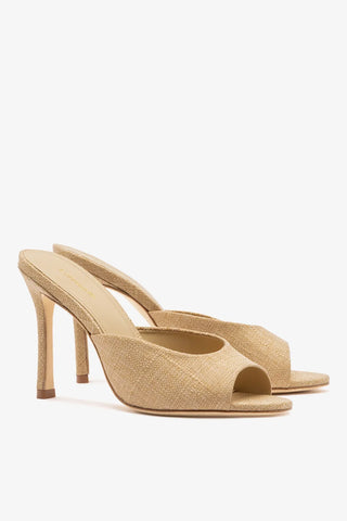 Mule Jasmine Hi Ráfia Bege Mule Larroudé