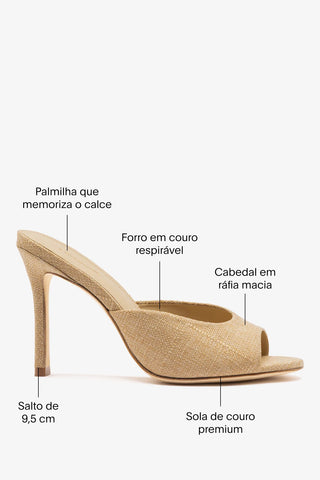 Mule Jasmine Hi Ráfia Bege Mule Larroudé