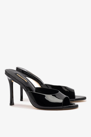 Mule Jasmine Hi Couro Verniz Preto Sandal Larroudé