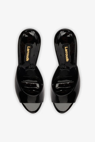Mule Jasmine Hi Couro Verniz Preto Sandal Larroudé