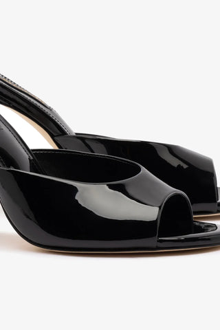 Mule Jasmine Hi Couro Verniz Preto Sandal Larroudé