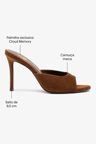 Mule Jasmine Hi Camurça Marrom Sandal Larroudé