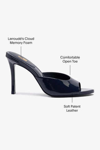 Mule Jasmine Hi Couro Verniz Azul Sandal Larroudé