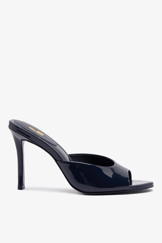 Mule Jasmine Hi Couro Verniz Azul Sandal Larroudé