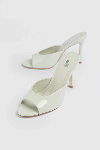 Mule Jasmine Hi Couro Verniz Cinza Mule Larroudé
