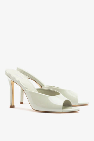 Mule Jasmine Hi Couro Verniz Cinza Mule Larroudé